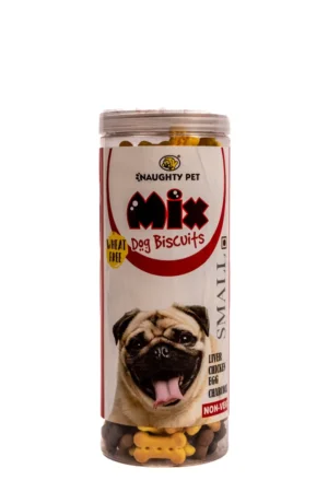 Naughty Pet Mix Non -Vegetarian Wheat Free Dog Biscuits Small Breed - Jar (500 gms)