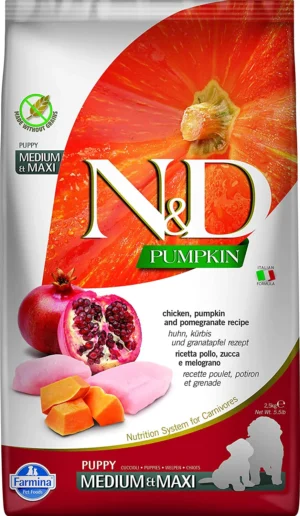 Farmina N&D Pumpkin Chicken Pumpkin And Pomegranate Grain Free Medium And Maxi Puppy Dry Food
