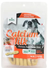 Basil Calcium Milk 360 Calcium Rich Chew Bites – Healthy Calcium Treats for Dogs
