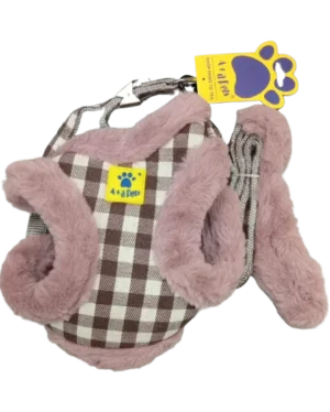 A+a Pets Fur Harness & Leash Set For Cats & Small Dogs - Small - Red
